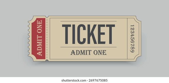 Ein Vintage-Ticket. Vintage geben ein Ticket für Event-Eintrag, Retro-Design. Ein klassisches Ticket in Beige