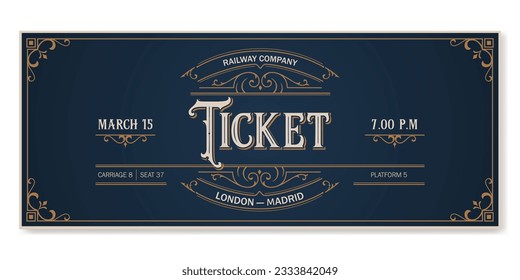 Vintage ticket and gift voucher template for events, invitations, cinema, concerts, club parties, VIP passes and holiday promotions. Vector for web and print.