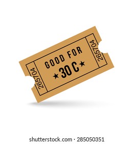 Vintage ticket on white background