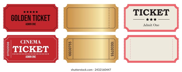 Vintage ticket stock vector sketch, Retro ticket concert and festival event, movie theater coupon. Isolated on transparent.