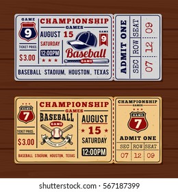 Vintage tickets to the championship baseball and softball