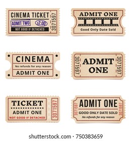 Vintage tickets and coupons. Vector illustration. Retro tickets set.