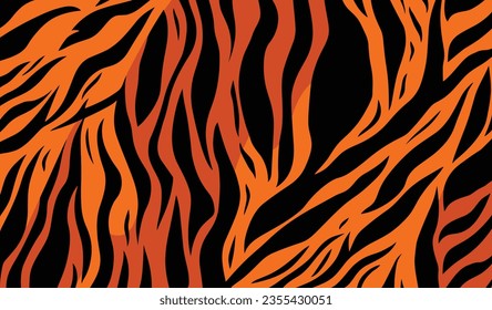 Vintage tiger creature pattern, dark orange figures, all seamless. Evoking the spirit of the 60s and 70s, this design complements fashion and household adornment.
