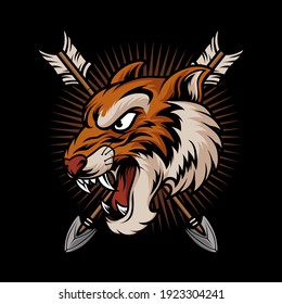Vintage tiger head vector illustration