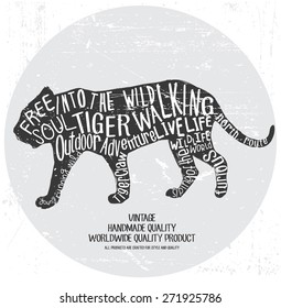 Vintage tiger illustration for apparel  or other uses,in vector.