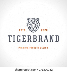 Vintage Tiger Logotype or mascot emblem symbol. Can be used for T-shirts print, labels, badges, stickers, vector illustration.