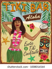 Vintage Tiki Bar metal sign.