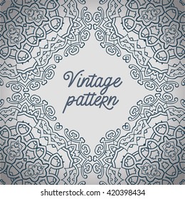 Vintage tile ornament pattern white wallpaper vector