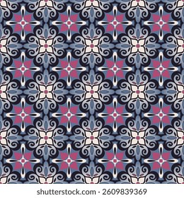 Vintage tile seamless pattern. Art forms are grouped and arranged in a specific order. Vector image for print, textile, packaging, interior design and your other projects.