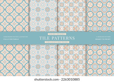 vintage tile seamless patterns collection 7