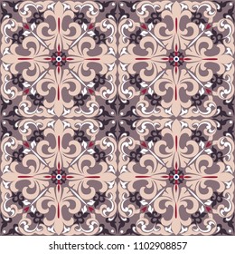 Vintage tiles for decorative design. Ceramic floor tiles. Collection patchwork pattern Colorful. Geometrical finishing of the floor. Perfect for printing on fabric, ceramic tile or paper. Vector.