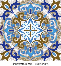 Vintage tiles for decorative design. Ceramic floor tiles. Geometrical finishing of the floor. Perfect for printing on fabric, ceramic tile or paper. Vector.