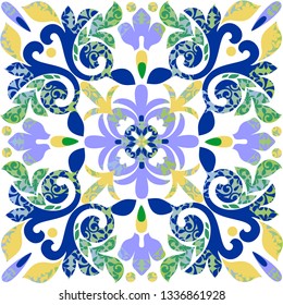 Vintage tiles for decorative design. Ceramic floor tiles.  Geometrical finishing of the floor. Perfect for printing on fabric, ceramic tile or paper. Vector.