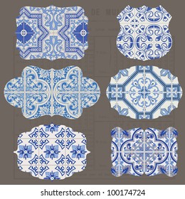 Vintage Tiles Design elements for scrapbook - Old tags and frames in vector