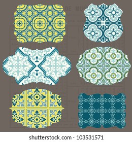 Vintage Tiles Design elements for scrapbook - Old tags and frames in vector