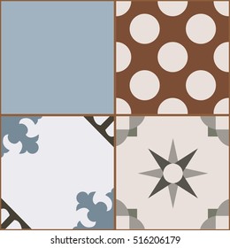 Vintage tiles intricate details for a decorative look. Seamless vector. Ceramic paint floor, ornament Collection Patchwork Pattern Colorful Painted tin Illustration background Pattern. Stamford