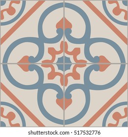 Vintage tiles intricate details for a decorative look. Seamless vector. Ceramic paint floor, ornament Collection Pattern Colorful Painted tin Illustration background Pattern. Stamford