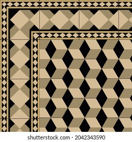 Patrón de baldosas vintage suelo decorativo sin costura vectorial pintura retro cerámica colección de adornos mosaicos color de forma lviv color de fondo pintado viejo