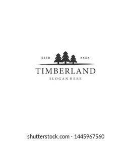 Vintage timberland / tree pine logo design vector illustration