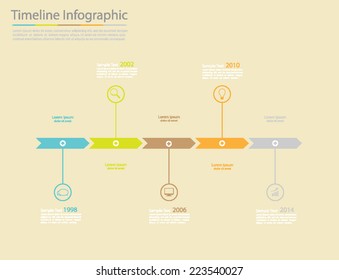 Vintage Timeline Infographic. With set of Icons. Vector design template. 