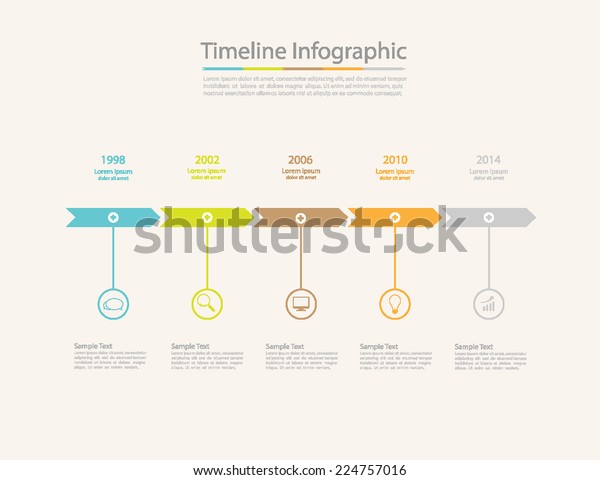 Vintage Timeline Infographic Set Icons Vector Stock Vector (Royalty ...