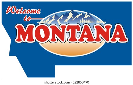 Vintage tin sign collection with USA state. grey, download, icon. All States. Montana. Retro souvenirs or old paper postcard templates on rust background. States of America.