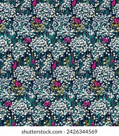 Vintage tiny flowers pattern. Simple flowers background for fabric, wrapping and scrapbook.
