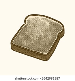 Ilustração de pão de torrada vintage, Fatia desenhada à mão de pão