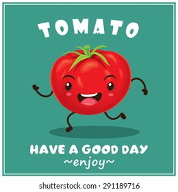 Vintage tomato character poster design