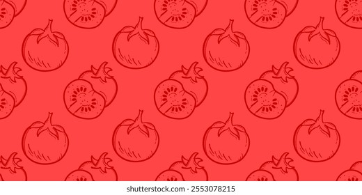 vintage padrão de tomate Plano de fundo. plano de fundo padrão de doodle de tomate.