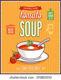 Vintage Tomato Soup Poster - Vector Illustration.