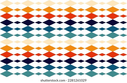 Vintage tone orange and blue diamond stripes repeat seamless pattern, replete image design For fabric printing
