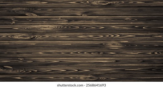 Vintage toned wood. Vintage background from dark planks. Vector illustration