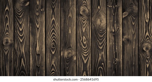 Vintage toned wood. Vintage background from dark planks. Vector illustration