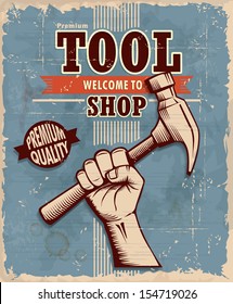 Vintage tool shop poster design