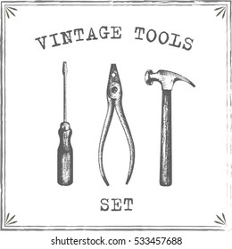 Vintage Tools Set Vector