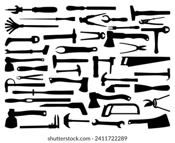 Vintage Tools silhouette vector art white background