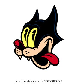 Vintage Toons: 30s style vintage cartoon character crazy cat smiling with tongue out