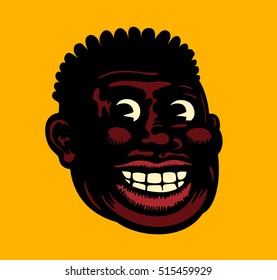 Vintage toons: cartoon black african man face smiling vector illustration