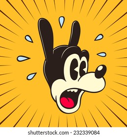 Vintage Toons: retro cartoon amazed or frightened character, surprised face