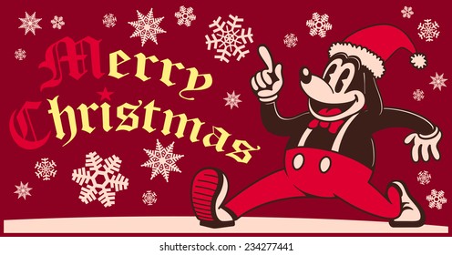 Vintage Toons: retro cartoon santa claus character wishing you a merry christmas