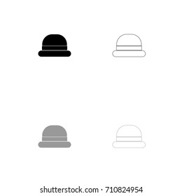 Vintage top hat black and grey set icon .