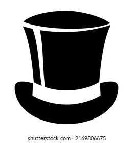 Vintage top hat vector icon isolated on white background, tophat illustration