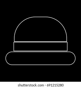 Vintage top hat white icon .