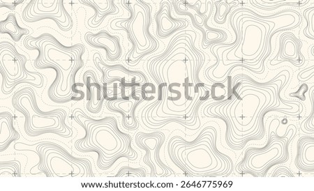 vintage topography map with line paths with dash connection lines with grid lines template
