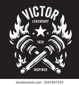Vintage torch illustration for logo and patch needs