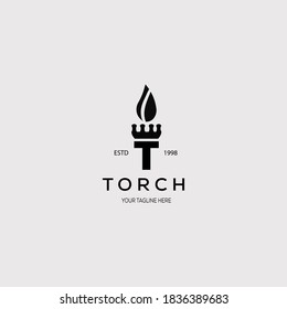 Vintage torch logo vector illustration design
