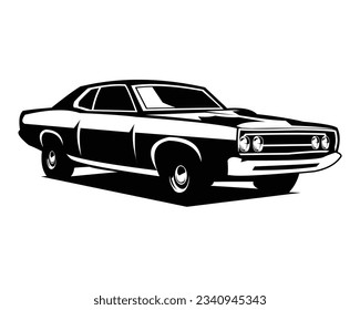  vintage torino cobra silhouette. isolated white background view from side. Best for logo, badge, emblem, icon, sticker design, shirt design, vintage car industry. available in eps 10.