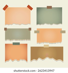 Vintage rasgado papel branco notas coleção, vetor, design ilustração.Adesivos de papel e rótulos para conjunto de notas.