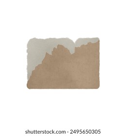 Vintage torn paper vector illustration with textured edges and earthy tones. The design resembles an old, weathered piece of parchment or a rugged landscape.